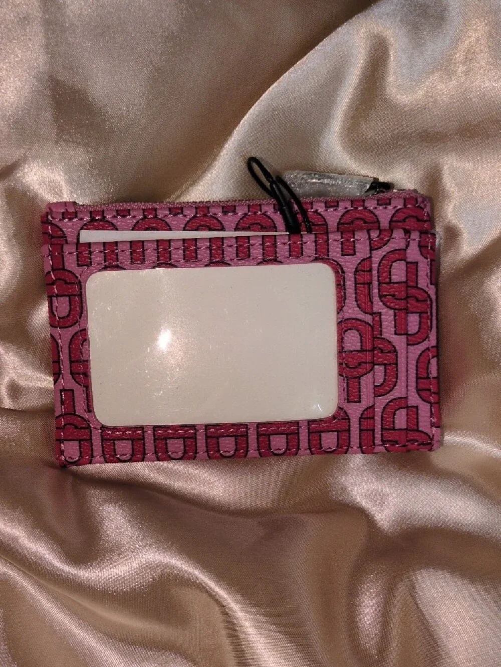 TOUS Pink Pattern Zip Card Case